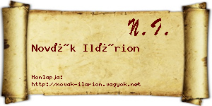 Novák Ilárion névjegykártya
